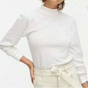 J. Crew Pointelle Mockneck Puffed Sleeve T-shirt (xs)